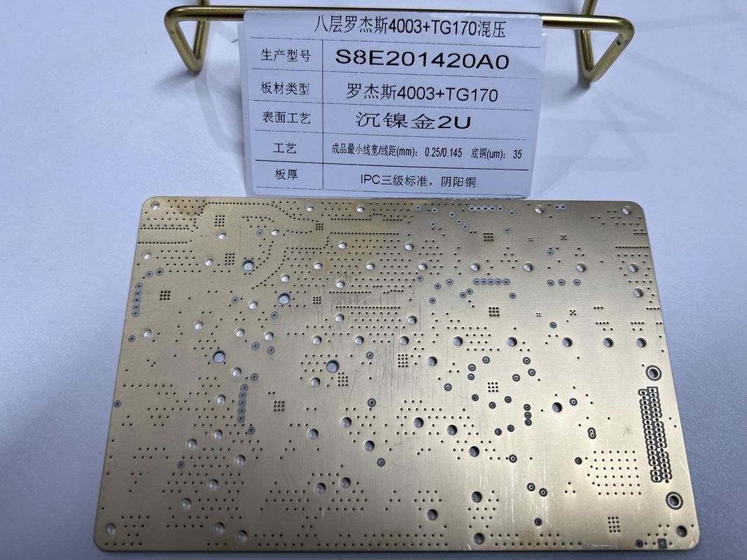 8층 로저스 RO4003+FR4 TG170 금 표면 로저스 보드 PCB 녹색 용매 마스크