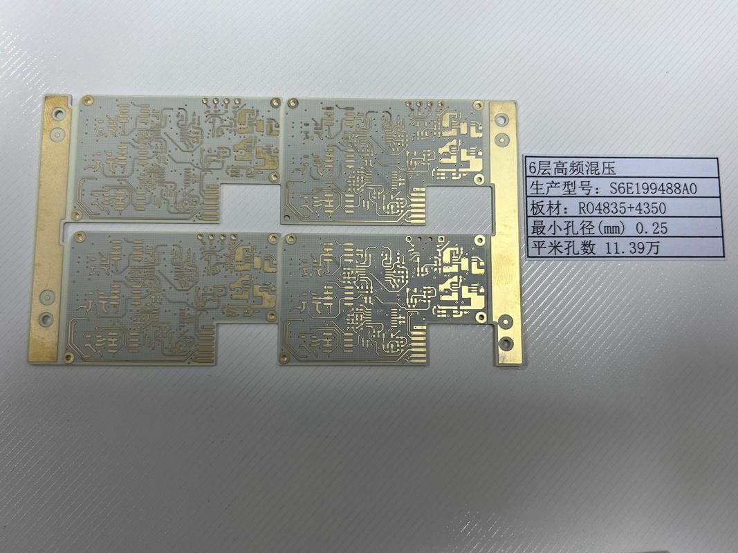 100% 전기 테스트 로저스 PCB 보드 금으로 마무리 6 층 RO4835+4350 혼합