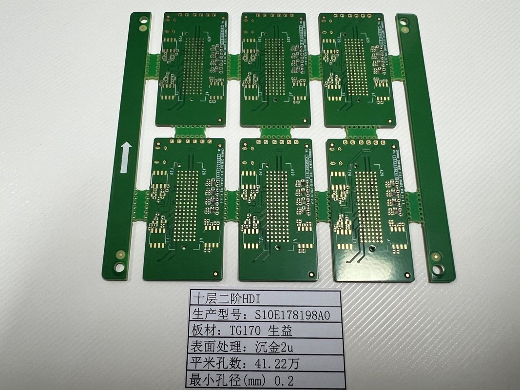 10L HDI PCB 보드 2+N+2 최소 흔적 3/3 밀리 보드 0.4-3.2mm SHENGYI TG170 ENIG3-8U