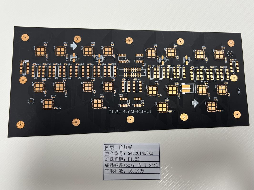 LED 스크린 P1.25 4L 1+N+1 HDI 특수 PCB 보드 램프 소켓 애플리케이션을 위해 0.15mm 최소 구멍 크기와