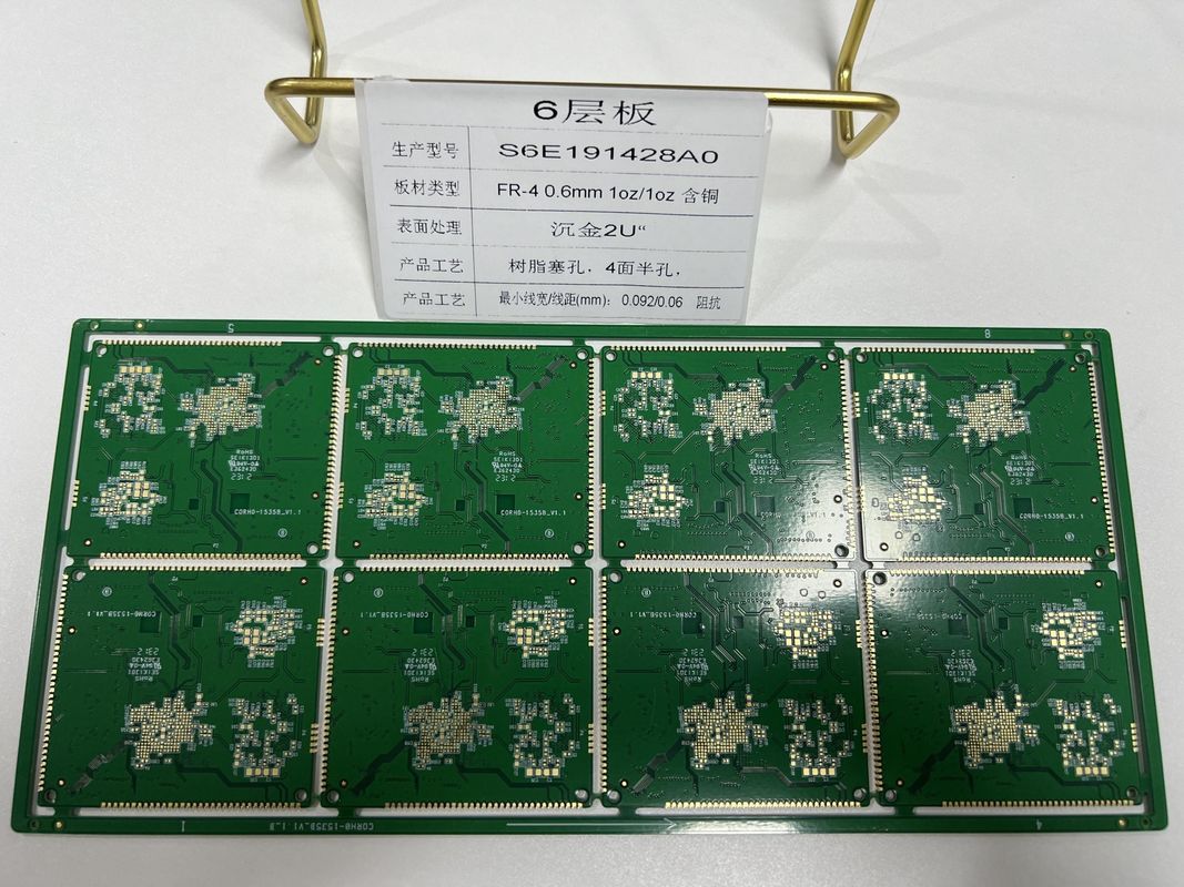 내구성 HDI PCB 보드 6-32 레이어 HDI 네 면 반 구멍 레이저 구멍 크기 0.075Mm
