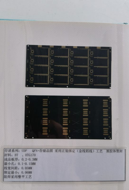 딱딱한 2층 검은색 솔더 마스크 PCB 0.1mm 트레이스 스피싱 IC 서브스트레이트 SD 카드 BT 재료 없이